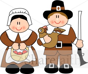 Cute Pilgrim Couple | Thanksgiving Clipart