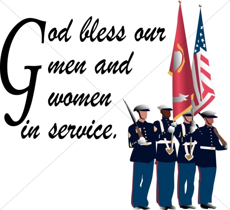 Soldiers with God Bless our Servicemen Thumbnail Showcase