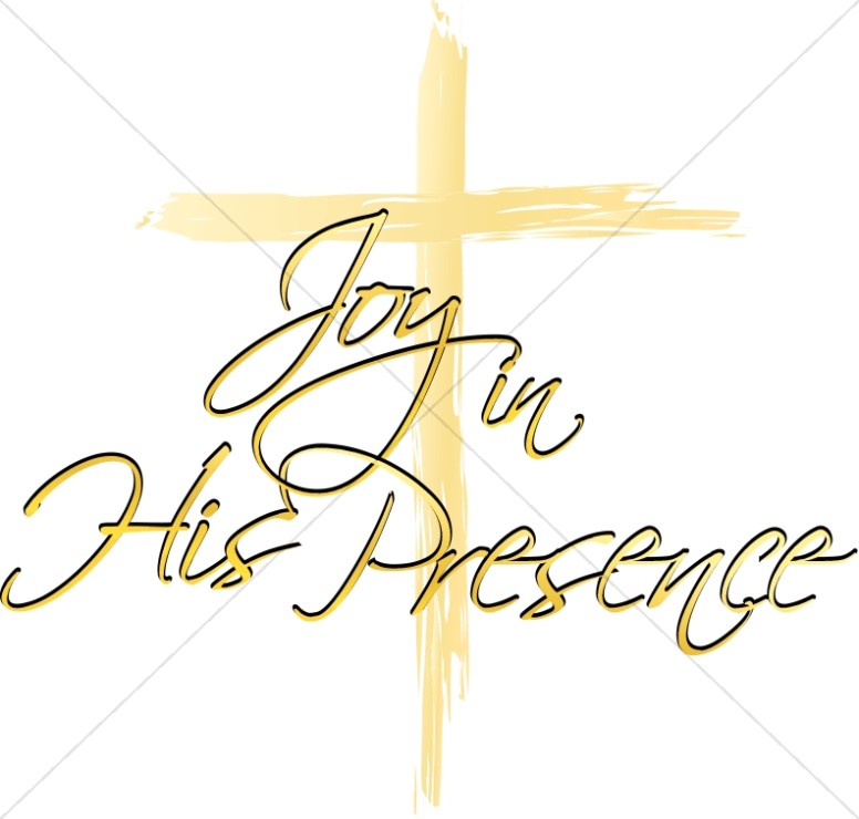 Joy in His Presence Script with Brushstroke Cross