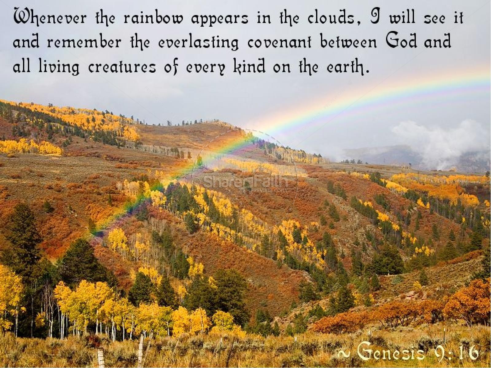 Rainbow Covenant Inspirational Slide with Genesis 9 Verse