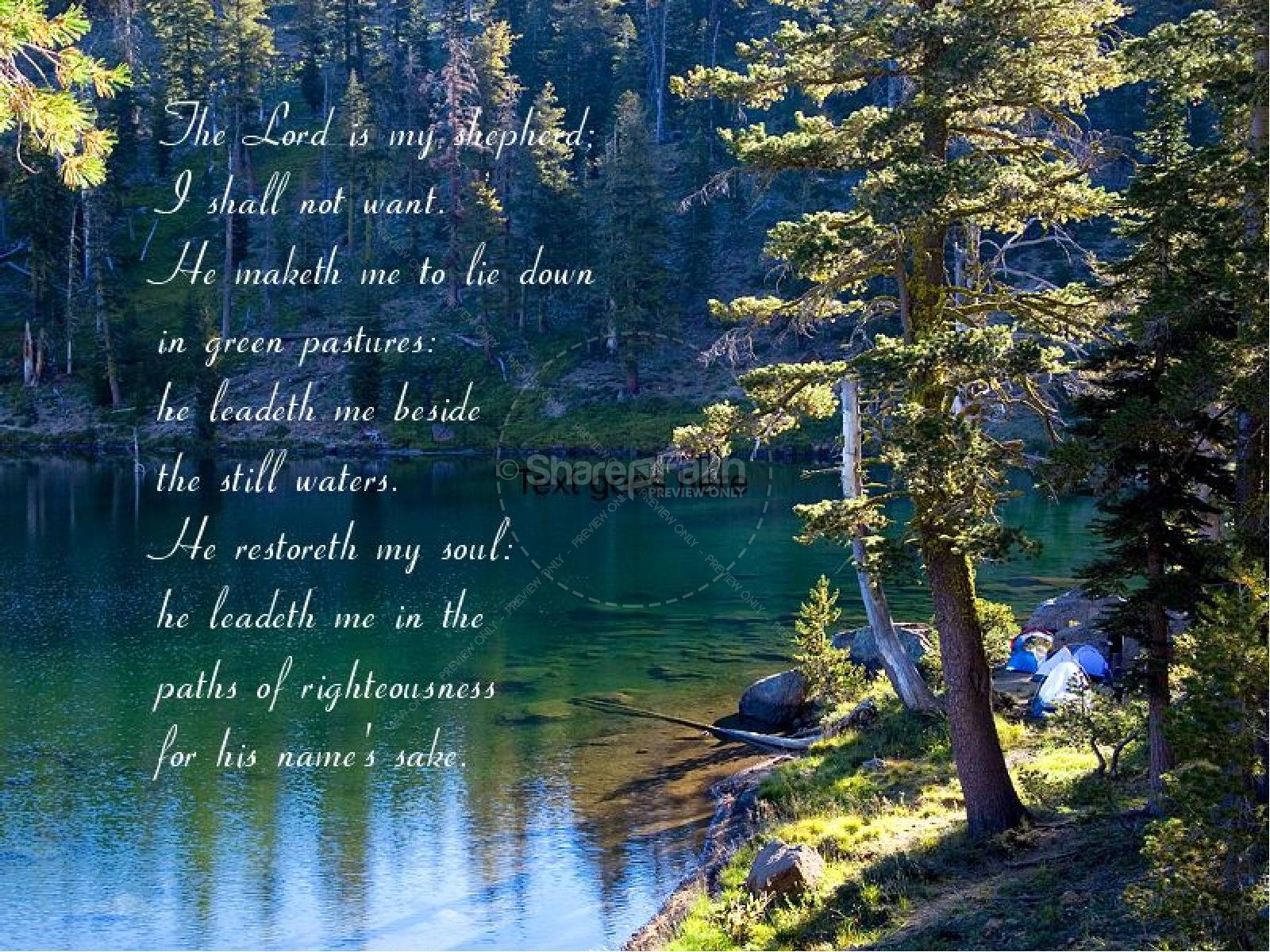 Psalm 23 with Summer River Scene