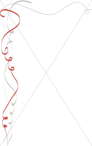 Red and Silver Calligraphic Ribbon Corner