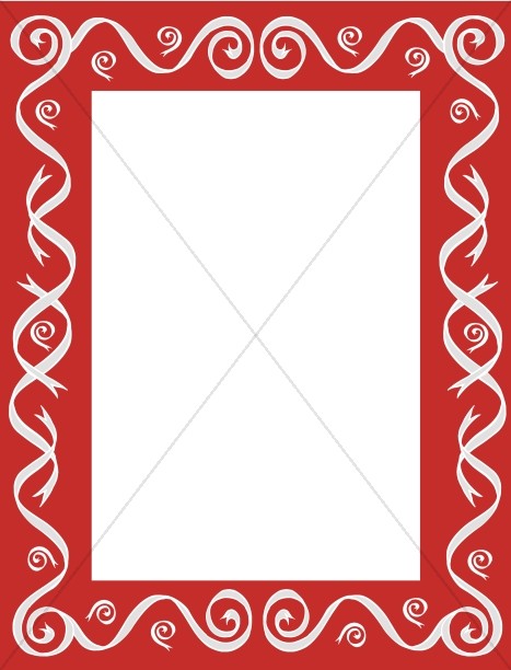 Red Bar Frame with Gray Ribbon Swirls