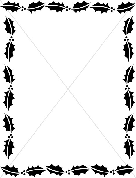Outline of Holly Leaves in Black