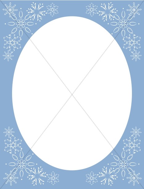 Blue Oval Snowflake Frame
