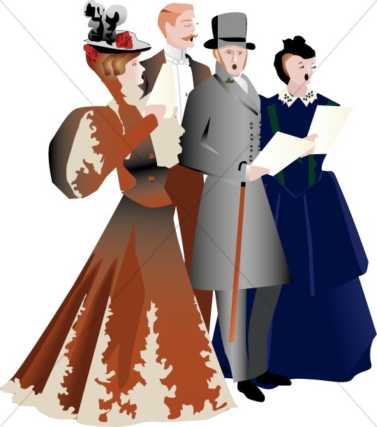 victorian christmas carolers clipart